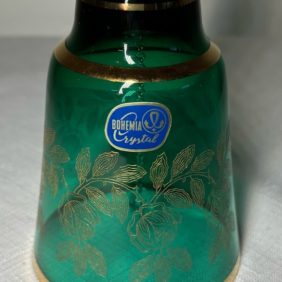 Bohemian Emerald Green Crystal Glass Bell * Stunning Gold Gilding - Picture 2 of 9